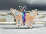 Important Native American Zuni Inlay Mother Of Pearl Butterfly Sterling Silver Bracelet-Nativo Arts