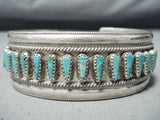 Phenomenal Native American Navajo Turquoise Teardrops Sterling Silver Bracelet-Nativo Arts