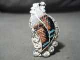Impressive Vintage Native American Zuni Turquoise Sterling Silver Ring Old-Nativo Arts