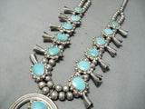 Women's Vintage Native American Navajo Turquoise Sterling Silver Squash Blossom Necklace-Nativo Arts