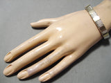 Thick Heavy Vintage Native American Navajo 14k Gold Sterling Silver Bracelet Cuff-Nativo Arts