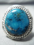 Rare Vintage Native American Navajo Blue Diamond Turquoise Sterling Silver Ring-Nativo Arts