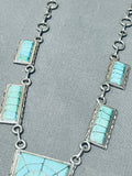 One Of The Best Vintage Native American Zuni Turquoise Sterling Silver Channel Necklace-Nativo Arts