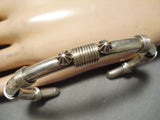 For Larger Wrist Huge Vintage Native American Navajo Thick Sterling Silver Coil Bracelet Old-Nativo Arts