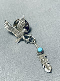 Marvelous Vintage Native American Navajo Turquoise Sterling Silver Eagle Tie Tack-Nativo Arts