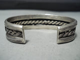 Outstanding Vintage Native American Navajo Morenci Turquoise Sterling Silver Bracelet Old-Nativo Arts