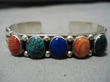 Stunning Wil Begay Vintage Native American Navajo Turquoise Gaspeite Sterling Silver Bracelet-Nativo Arts