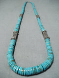 Native American Breathtaking Vintage Santo Domingo Turquoise Sterling Silver Necklace Old-Nativo Arts