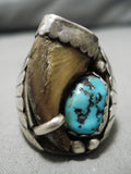 So Heavy!! Vintage Men's Navajo Turquoise Sterling Silver Native American Ring-Nativo Arts