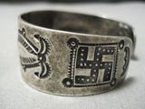 Late 1800's Early 1900's Vintage Native American Navajo Ingot/coin Silver Whirling Logs Bracelet-Nativo Arts