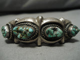 Superlative Vintage Native American Navajo Seafoam Green Turquoise Sterling Silver Bracelet-Nativo Arts