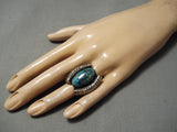 Huge Heavy Thick Vintage Native American Navajo Aqua Blue Turquoise Sterling Silver Ring Old-Nativo Arts