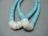 Impressive Vintage Navajo Native American Turquoise Sterling Silver Necklace Old-Nativo Arts