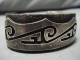 Intrivate Chisels!! Vintage Hopi Native American Navajo Sterling Silver Hand Wrought Bracelet-Nativo Arts