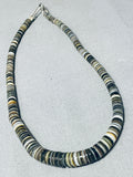Native American Authentic Vintage Santo Domingo Brown Shell Sterling Silver Choker Necklace-Nativo Arts