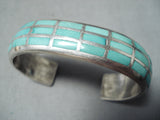 Native American Sensational Vintage Zuni Blue Gem Turquoise Sterling Silver Bracelet Old-Nativo Arts
