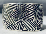 Completely Hand Carved Native American Navajo Sterling Silver Maze Bracelet-Nativo Arts