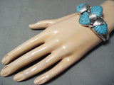Turquoise Leaves Zuni Turquoise Sterling Silver Bracelet Native American-Nativo Arts
