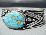 Authentic Albert Jake Native American Navajo High Grade Turquoise Sterling Silver Bracelet-Nativo Arts