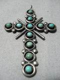 Marvelous Vintage Zuni Native American Turquoise Sterling Silver Cross Pendant-Nativo Arts