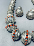 Best Native American Navajo 182 Gram Coral Sterling Silver Bead Necklace-Nativo Arts