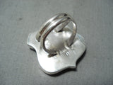 Expressive Navajo Jet Sterling Silver Route. 66 Ring Native American-Nativo Arts