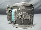 Incredible San Felipe Turquoise Sterling Silver Buffalo Bracelet-Nativo Arts