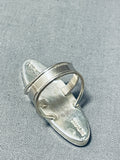 Amazing Native American Navajo Jet Cosmic Sterling Silver Ring Signed-Nativo Arts