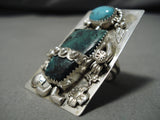 Astonishing Vintage Native American Navajo Blue Gem Turquoise Sterling Silver Ring-Nativo Arts