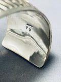 Precise Elevated Detail Native American Navajo Sterling Silver Zig Zag Wide Bracelet-Nativo Arts