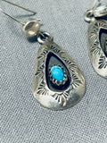 Expressive Vintage Native American Navajo Turquoise Sterling Silver Earrings-Nativo Arts