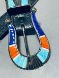 One Of The Best Vintage Native American Turquoise Sterling Silver Inlay Belt-Nativo Arts