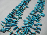 Superior Vintage Native American Navajo Turquoise Slab Multi Layer Heishi Necklace-Nativo Arts