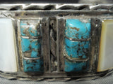 Stunning Vintage Native American Navajo Blue Thunder Turquoise Sterling Silver Bracelet-Nativo Arts