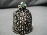 One Of Biggest Best Vintage Native American Navajo Turquoise Casted Toad Sterling Silver Ring-Nativo Arts