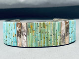 One Of The Most Intricate Ever Vintage Native American Navajo Turquoise Sterling Silver Bracelet-Nativo Arts