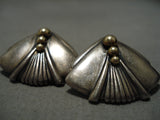 Native American Exceptional Vintage Cherokee 18k Gold David Dean Sterling Silver Earrings-Nativo Arts