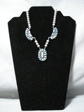 Astonishing Vintage Native American Navajo Blue Diamond Turquoise Sterling Silver Necklace Old-Nativo Arts