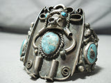 One Of Biggest Best Vintage Native American Navajo Kachina Turquoise Sterling Silver Bracelet-Nativo Arts