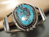 Opulent Vintage Native American Navajo Old Morenci Turquoise Sterling Silver Bracelet Old-Nativo Arts