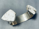 One Of The Most Unique Ever Native American Navajo White Agate Sterling Silver Bracelet-Nativo Arts