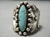 Rare Vintage Native American Navajo Blue Diamond Turquoise Sterling Silver Ring Old-Nativo Arts