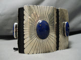 Rare!! Huge Vintage Native American Navajo Domed Lapis Sterling Silver Ketoh Bracelet Old-Nativo Arts