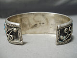Museum Vintage Native American Navajo Turquoise Sterling Silver Swirl Bracelet-Nativo Arts