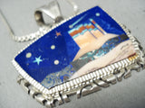 Important Vintage Al Yellowhorse Native American Navajo Turquoise Sterling Silver Necklace-Nativo Arts
