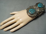 Best Museum 2 Stone Vintage Native American Navajo Morenci Turquoise Sterling Silver Bracelet-Nativo Arts