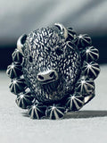 Unbelievable Native American Navajo Sterling Silver Buffalo Ring-Nativo Arts