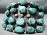 Authentic Vintage Native American Navajo Blue Gem Turquoise Sterling Silver Bracelet-Nativo Arts