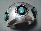 Fabulous Vintage Navajo Turquoise Sterling Silver Bracelet Native American Old-Nativo Arts