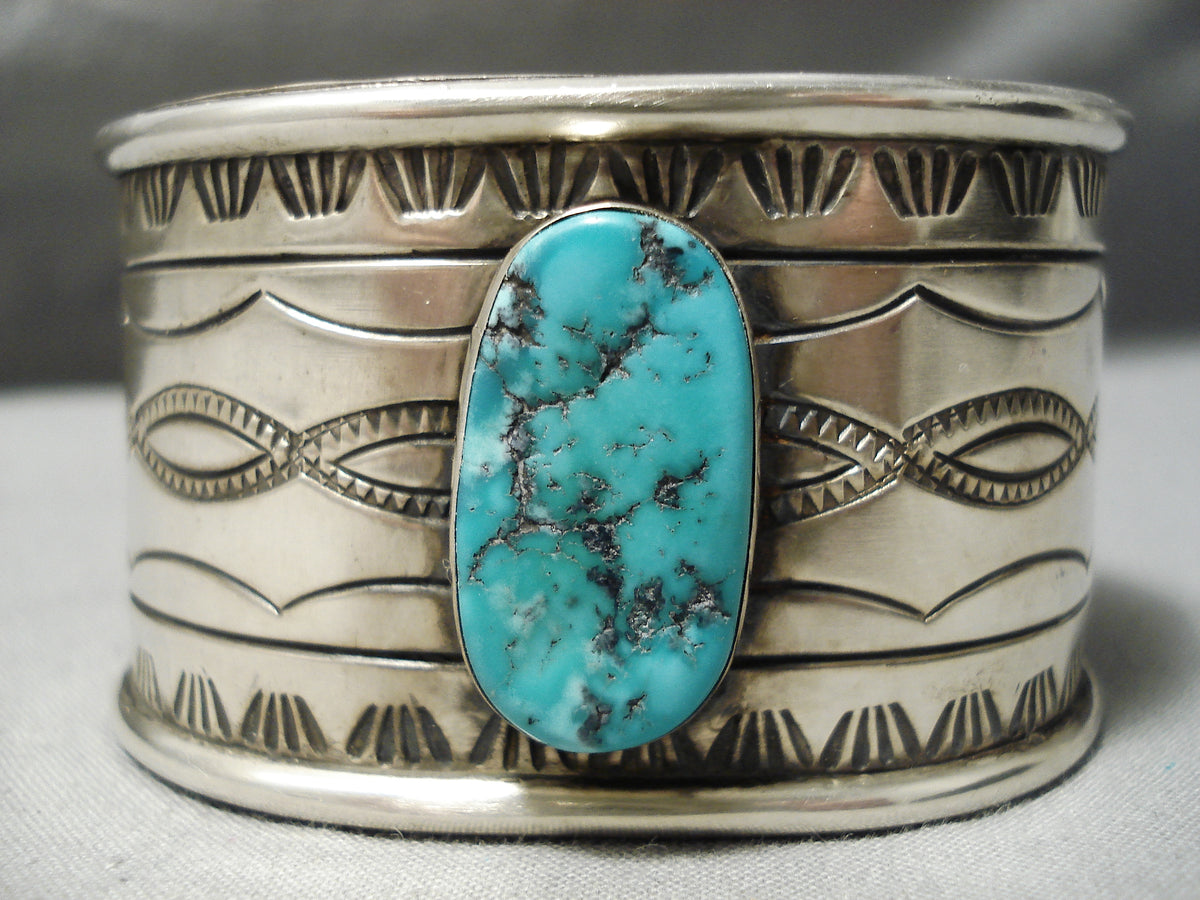 Huge Vintage Native American Navajo Don Platero Turquoise Sterling Sil ...